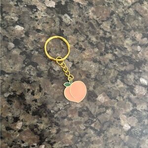 2 inch Enamel Peach Keychain with Gold Accents